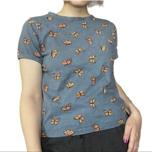 Vibe N Blue & Orange Butterfly Print Tee